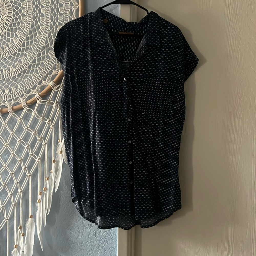 Navy Poca-Dot Blouse
